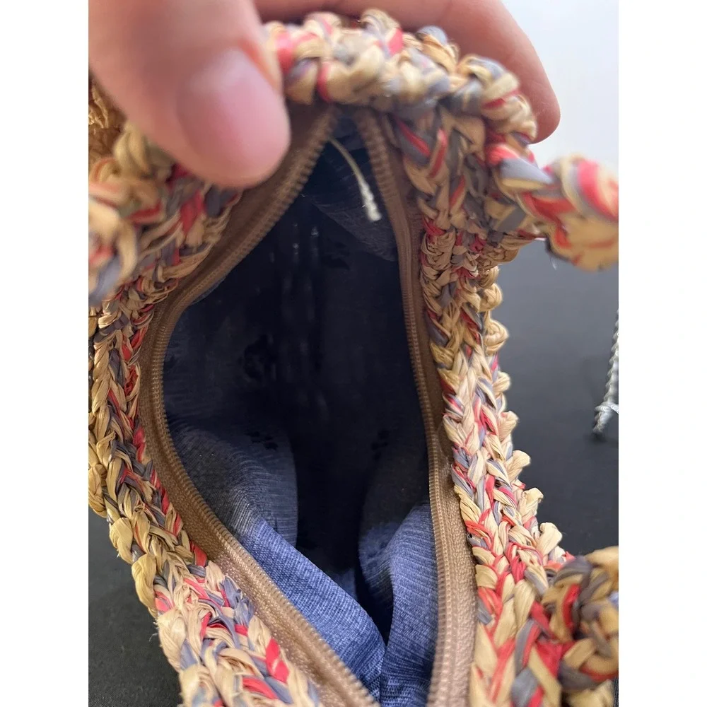 Woven Straw Hobo Bag Multi-Color Braided Raffia Flower Accent Summer Handbag